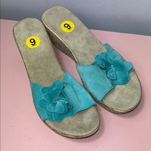 Teal Slide Sandals Women